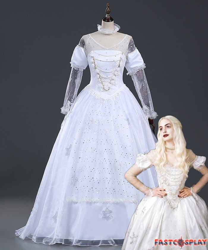 Alice In Wonderland White Queen Dress Cosplay Costume