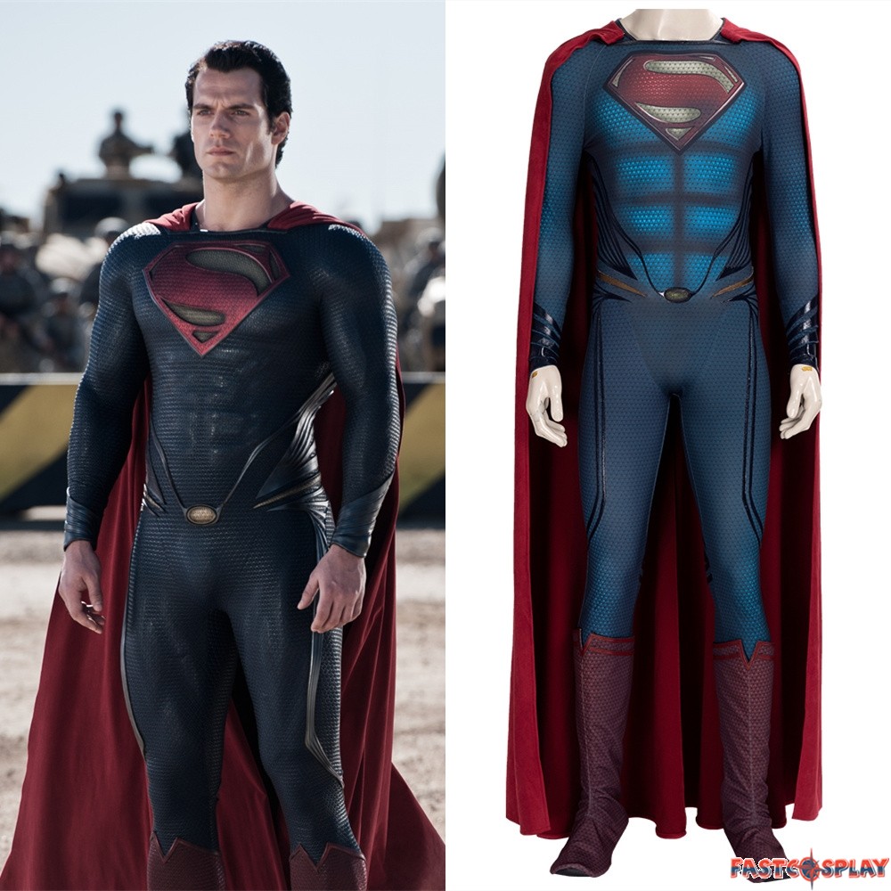 Superman Classic Suit Man of Steel Cosplay Costume Extra Soles