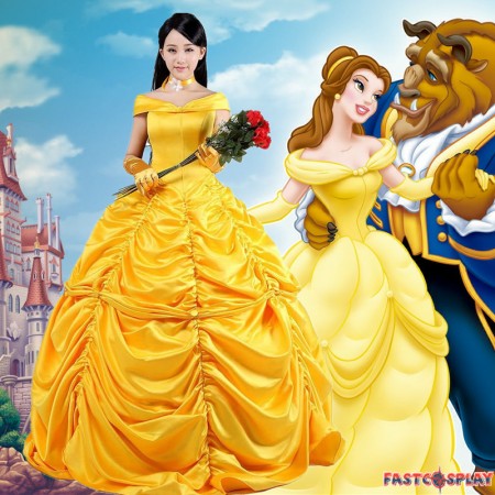 Beauty and the Beast Belle Princess Evening Gown Dresses Costume