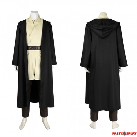 Star Wars The Phantom Menace Qui-Gon Jinn Cosplay Costume Economical Version
