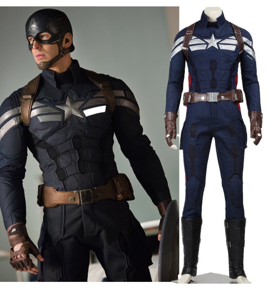Captain America 2 The Winter Soldier Steve Rogers Cosplay Costume Deluxe  Version